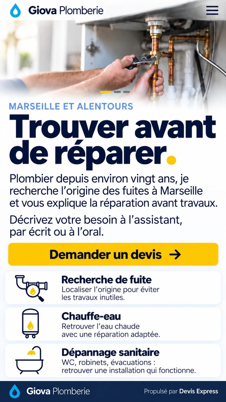 Le mini-site Giova Plomberie
